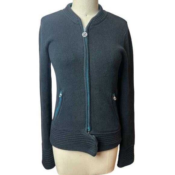 A/X Armani Exchange Black Knit Full Zip Cardigan Sweater Women's Size M - Picture 1 of 5